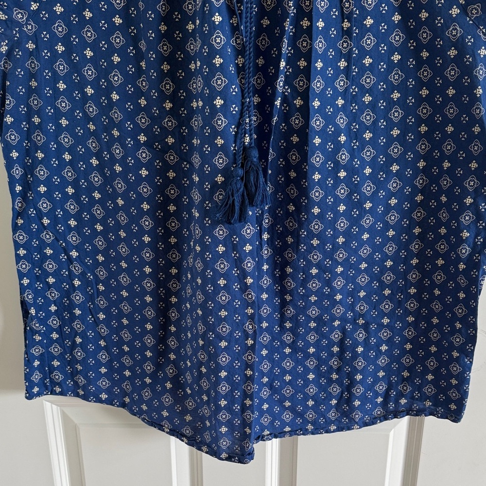 Ellos Ruffle Trim Cambric Peasant Blouse Lightweight Patterned Size 2X - Picture 4 of 9